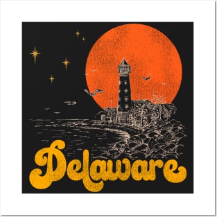 Vintage State of Delaware Mid Century Distressed Aesthetic Posters and Art